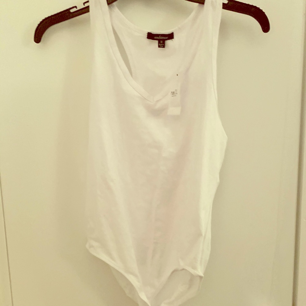 White v neck body suit, NWT